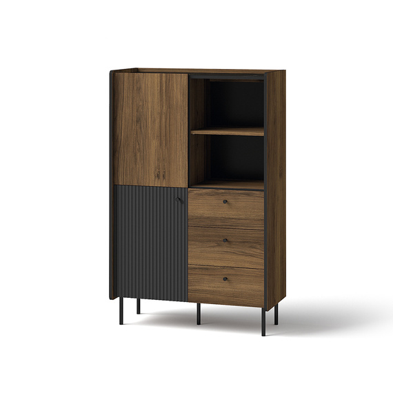 Regale mit 3 Schubladen COMO Schwarz/Nussbaum