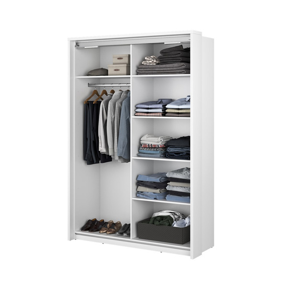 Kleiderschrank mit Spiegel zweitürig Weiß 