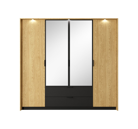 Kleiderschrank mit 2 Schubladen und Spiege STIK mit LED