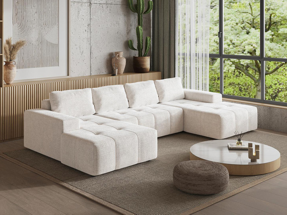 Modernes Ecksofa U Form Creme