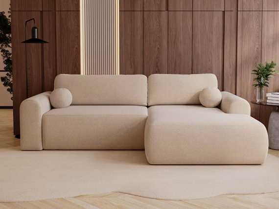 Design Ecksofa in modernem stil hellbeige rechts AURA