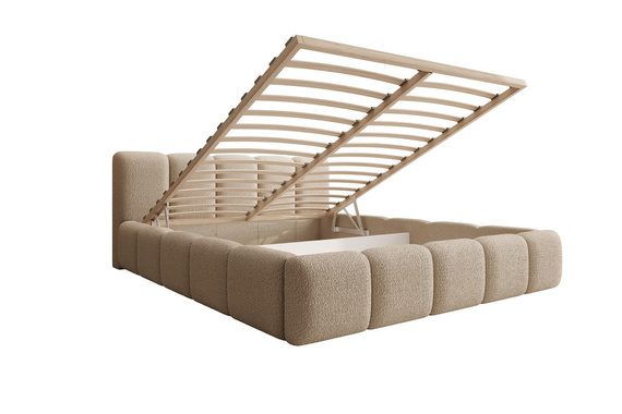 Design Polsterbett mit Stauraum 160x200 Weiß 