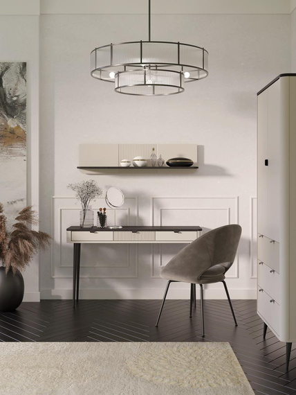 Eleganter Schreibtisch LILIA Kaschmir + Nussbaum