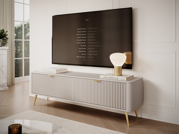 TV Tisch beige mit goldenen griffen BELLO