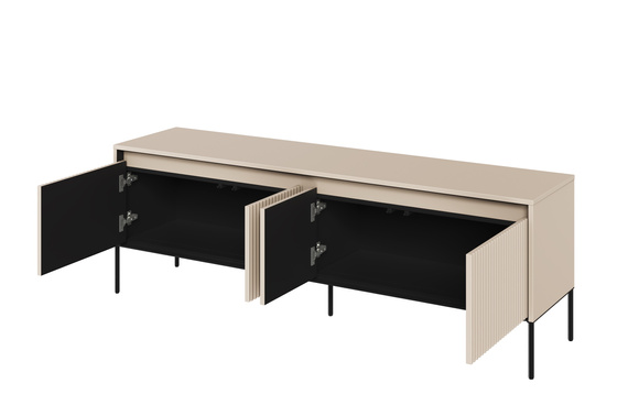 TV-Schränk mit 4 Türen und Fronten gefräst FLORE Beige