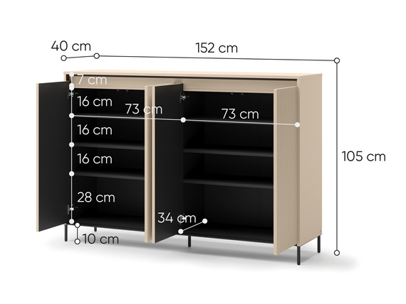 Garderoben-Set Kleiderschrank und Kommode Beige FLORE