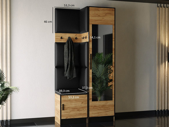 Garderoben-Set MALTI Eiche Craft + Schwarz