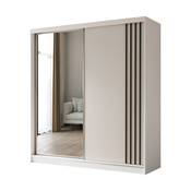 Schwebetürenschrank mit Lamellen MALTA Weiß + Schwarz