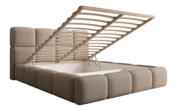 Bett aus Bouclé MERID Creme 180x200
