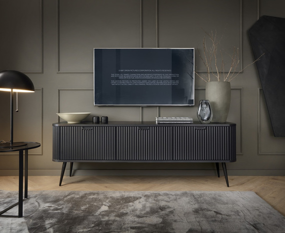 Modern TV-Schrank mit Fronten gefräst Weiß CARLO 