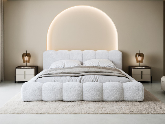 Glamour Wolkenbett 140x200 mit Holzrahmen Weiß LUX