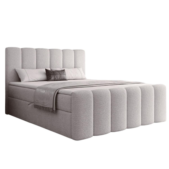 Boxspringbett BUBBLE Glamourös Boucle 180x200 Grau