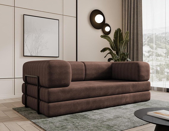 Schlafsofa modern Braun Cord LAMILO