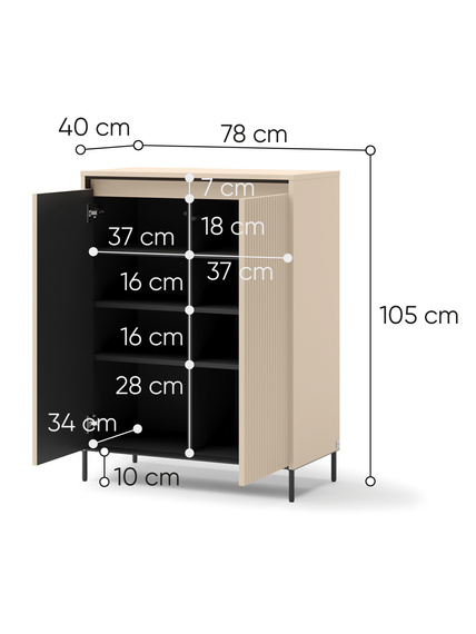 Garderoben-Set mit komfortabel Sitzbank Beige FLORE