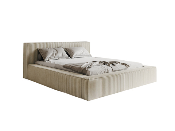 Bett cordstoff ASTA Doppelbett mit Kopfstütze Creme 200x200