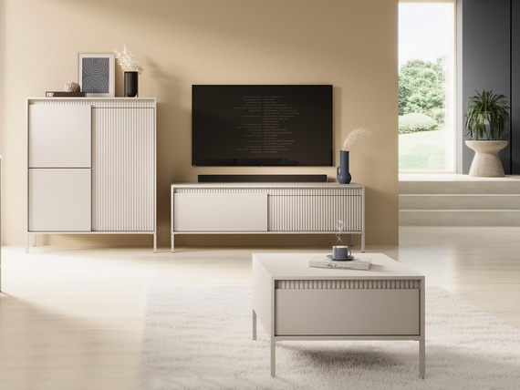 TV Schrank mit zwei Klappen und fronten gefräst JULO Beige