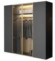 Designer Kleiderschrank mit LED Beleuchtung Glasfront Graphit STELLS
