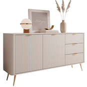 Kommode mit drei Schubladen und zwei Drehtüren BELLO Beige