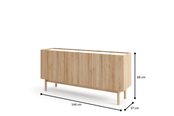 Kommode aus Holz POP Eiche Riviera Gold / Marmor Bianco
