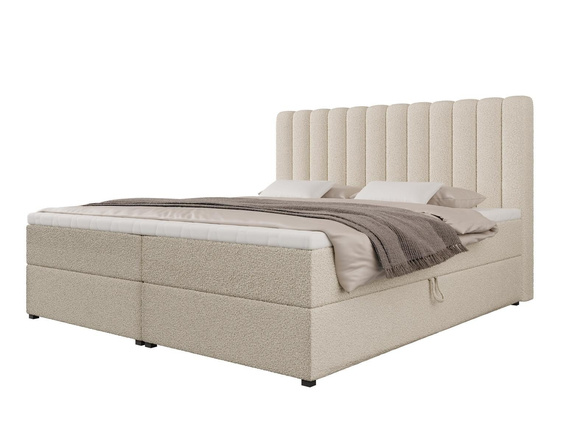 Hellbeige Elegant Boxspringbett mit topper 160x200 MEL