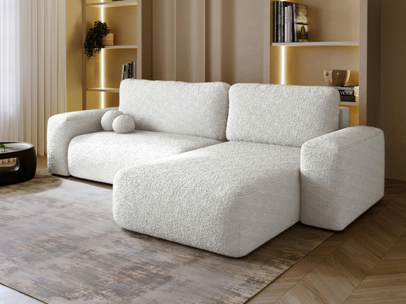 Ecksofa L-Form Rechts Schlaffunktion Stauraum Tedis Weiß