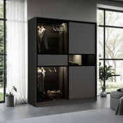 Kleiderschrank Schwarz modern mit Glasfront getönt