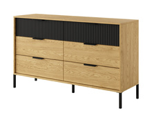 Schubkastenkommode mit Lamellen STIK Eiche Baltic+Schwarz