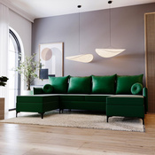 U-form LEO Ecksofa mit Schlaffunktion Grün