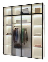Drehtürenschrank mit Aufsatz Glasfront Weiß STELLS