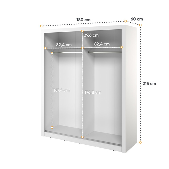 Schwebetürenschrank mit gerifflete front ARTI Weiß