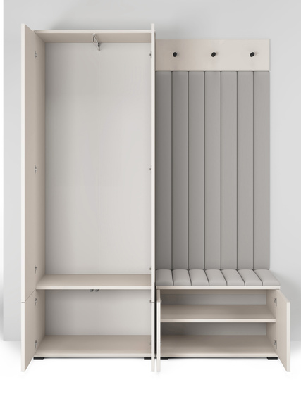 Garderoben-Set mit Sitbank  Elegant design Kaschmir NERO