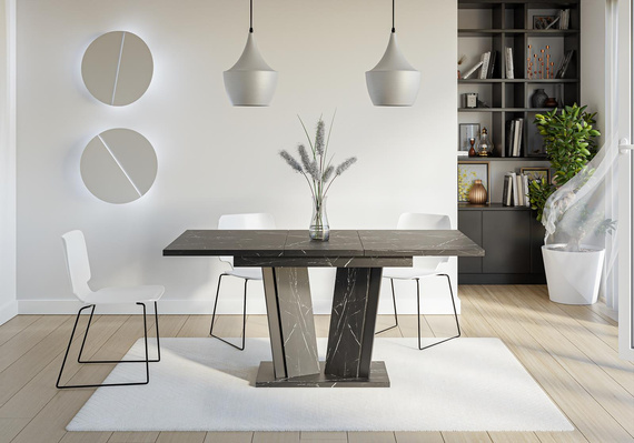 Esstisch Ausziehbar ANDZIAS Schwarz Marble