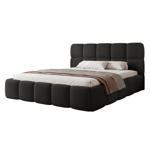 Polsterbett aus Bouclé CLOUDY 140x200 Schwarz