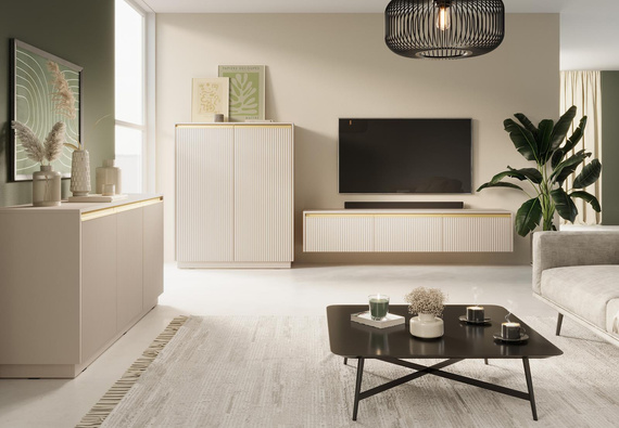 TV-Schrank für Wohnzimmer GLAM Weiß Beige