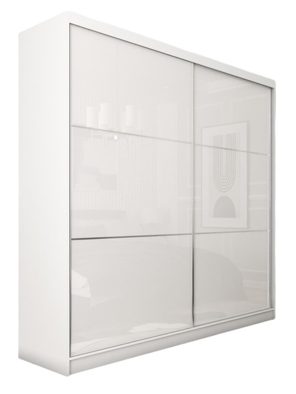 Schwebetürenschrank CINZIA mit Lacobel Glas Weiß