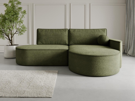  Luxuriöses Ecksofa L Rundes Design Highlight Olivgrün MORENO