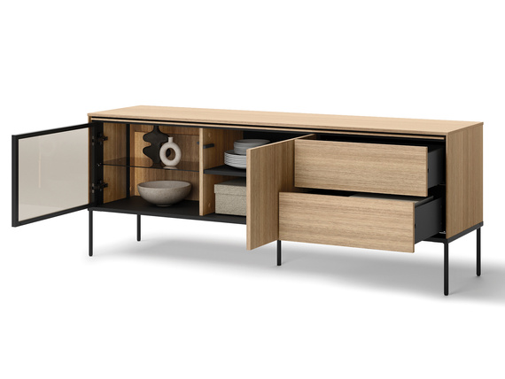 TV Schrank mit 2 Schubladen und 2 Türen BUDI