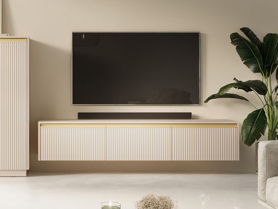 TV-Schrank für Wohnzimmer GLAM Weiß Beige