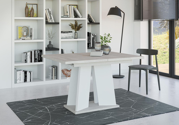 Ausziehbare Esstische SANA Beton+Weiß