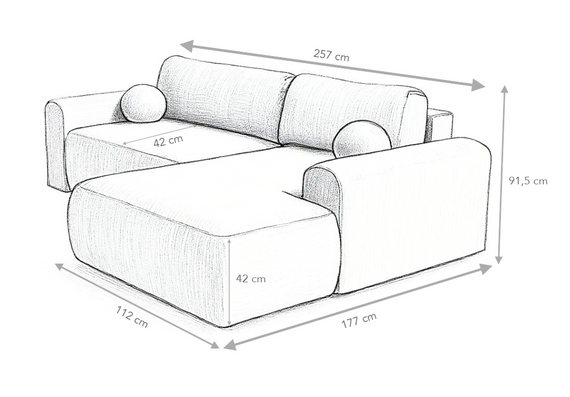 Design Ecksofa in modernem stil braun rechts AURA