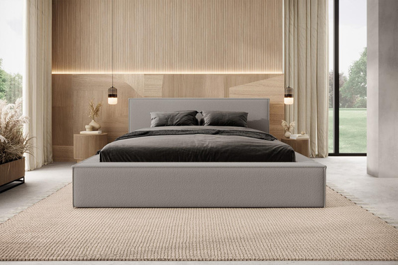 Boucle-Bett mit Stauraum 140x200 Graphit