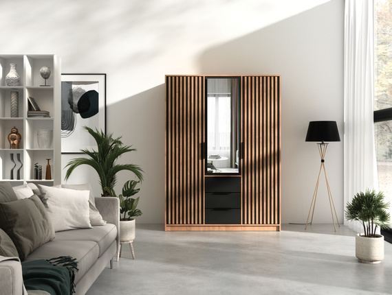 Kleiderschrank mit 3 Türen und 3 Schubladen OLS