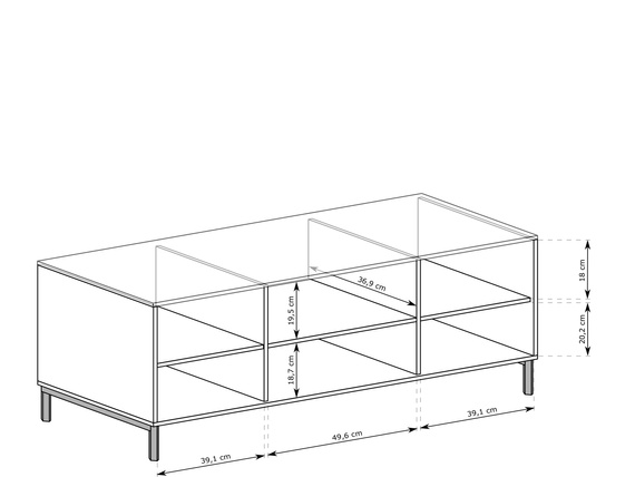 TV-Schrank mit 2 Klappen VIVAS geriffelte Front BLAU