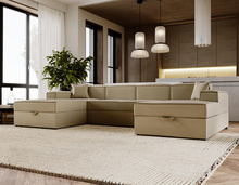 Ecksofa U-form SANTO Beige Velvet