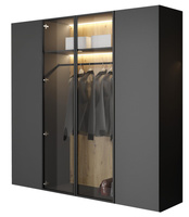 Designer Kleiderschrank mit LED Beleuchtung Glasfront STELLS