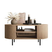 Oval Kaffeetisch mit regalen eiche cremona OVI