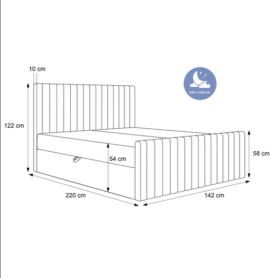 Design Boxspringbett mit Bettkasten Beige 140x200 MIAMI ll 
