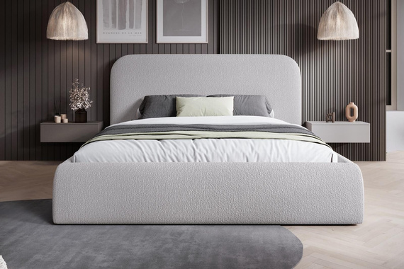 Grau Minimalistisches Polsterbett 140x200 metallrahmen MAT