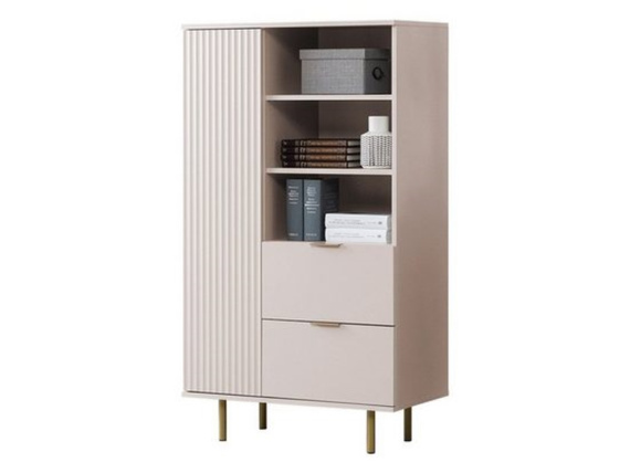 Regal mit 2 Schubladen und Drehtür NUBIA Caschmir GOLD Griffe