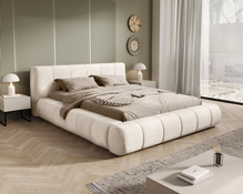 Polsterbett Designer Bett PALOS Velvet mit Bettkasten Grau